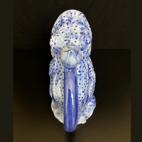 Vintage Blue White Porcelain Ceramic Frog Pitcher Vase - Picture 3 of 5